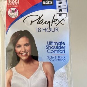 Playtex 18-Hour Original Comfort Strap Wirefree Bra Style 4693 48 B white NWT